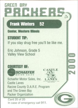 2000 Green Bay Packers Police - Racine County D.A.R.E. Program #20 Frank Winters Back