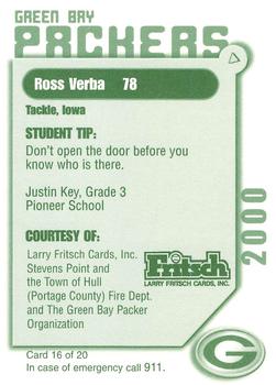 2000 Green Bay Packers Police - Larry Fritsch Cards, Inc., Stevens Point and the Town of Hull (Portage County) Fire Dept. #16 Ross Verba Back