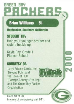 2000 Green Bay Packers Police - Larry Fritsch Cards, Inc., Stevens Point and the Town of Hull (Portage County) Fire Dept. #18 Brian Williams Back