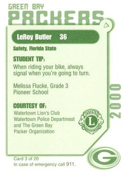 2000 Green Bay Packers Police - Watertown Lions Club, Watertown Police Department #3 LeRoy Butler Back
