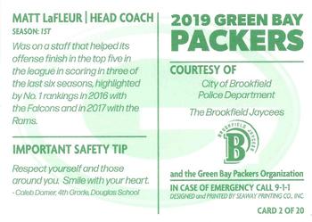 2019 Green Bay Packers Police - City of Brookfield Police Department #2 Matt LaFleur Back
