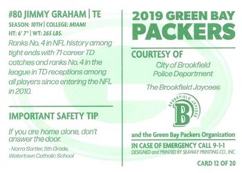 2019 Green Bay Packers Police - City of Brookfield Police Department #12 Jimmy Graham Back