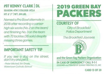 2019 Green Bay Packers Police - City of Brookfield Police Department #13 Kenny Clark Back