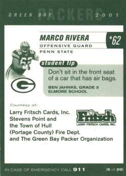 2001 Green Bay Packers Police - Larry Fritsch Cards,Stevens Point and the Town of Hull (Portage County) Fire Dept. #5 Marco Rivera Back