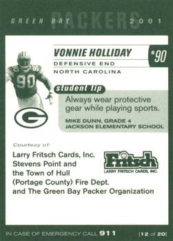 2001 Green Bay Packers Police - Larry Fritsch Cards,Stevens Point and the Town of Hull (Portage County) Fire Dept. #12 Vonnie Holliday Back