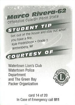 1999 Green Bay Packers Police - Watertown Lion's Club, Watertown Police Department #14 Marco Rivera Back