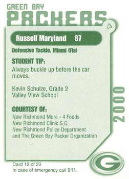 2000 Green Bay Packers Police - New Richmond Police Department #12 Russell Maryland Back
