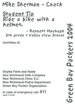 2004 Green Bay Packers Police - Doyles Farm & Home,New Richmond Kids Co.,New Richmond Clinic S.C,New Richmond Police Department #1 Mike Sherman Back