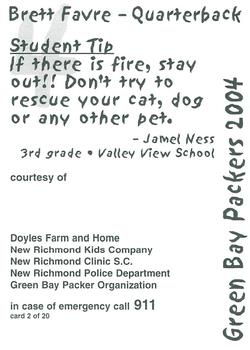 2004 Green Bay Packers Police - Doyles Farm & Home,New Richmond Kids Co.,New Richmond Clinic S.C,New Richmond Police Department #2 Brett Favre Back