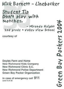 2004 Green Bay Packers Police - Doyles Farm & Home,New Richmond Kids Co.,New Richmond Clinic S.C,New Richmond Police Department #9 Nick Barnett Back