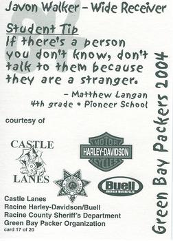 2004 Green Bay Packers Police - Racine County Sheriff's Department #17 Javon Walker Back
