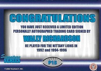 2007 TK Legacy Penn State Nittany Lions - Nittany Lions Autographs #P15 Wally Richardson Back