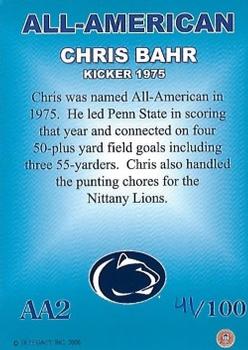 2007 TK Legacy Penn State Nittany Lions - All-American Autographs #AA2 Chris Bahr Back