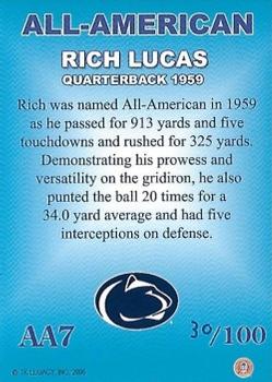 2007 TK Legacy Penn State Nittany Lions - All-American Autographs #AA7 Richie Lucas Back