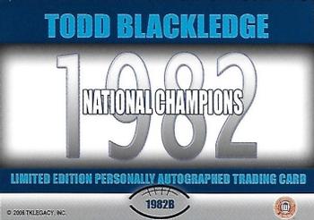 2007 TK Legacy Penn State Nittany Lions - National Champion Autographs #1982B Todd Blackledge Back