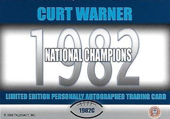 2007 TK Legacy Penn State Nittany Lions - National Champion Autographs #1982C Curt Warner Back
