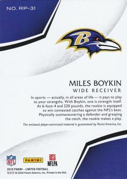 2019 Panini Limited - Rookie Phenoms #RP-31 Miles Boykin Back