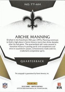 2019 Panini Limited - Team Trademarks #TT-AM Archie Manning Back