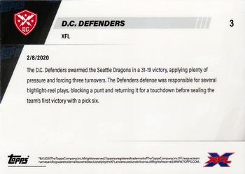2020 Topps Now XFL #3 D.C. Defenders Back
