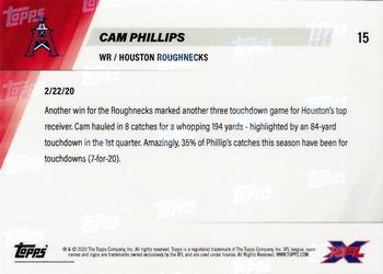 2020 Topps Now XFL #15 Cam Phillips Back