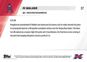 2020 Topps Now XFL #27 PJ Walker Back