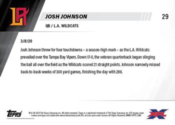 2020 Topps Now XFL #29 Josh Johnson Back