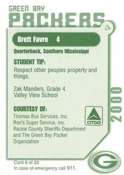 2000 Green Bay Packers Police - Racine County Sheriffs Department #6 Brett Favre Back