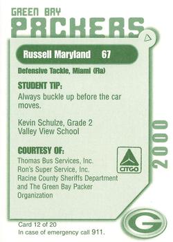 2000 Green Bay Packers Police - Racine County Sheriffs Department #12 Russell Maryland Back