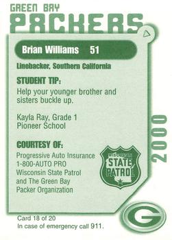 2000 Green Bay Packers Police - Wisconsin State Patrol,Progressive Auto Insurance #18 Brian Williams Back