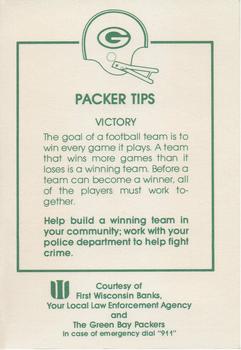 1983 Green Bay Packers Police - First Wisconsin Banks, Your Local Law Enforcement Agency #NNO Jan Stenerud Back