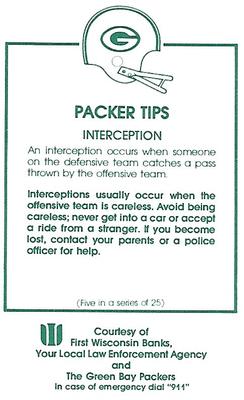1984 Green Bay Packers Police - First Wisconsin Banks, Your Local Law Enforcement Agency #5 Tim Lewis Back