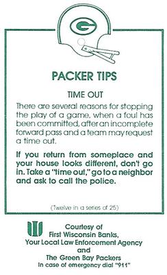 1984 Green Bay Packers Police - First Wisconsin Banks, Your Local Law Enforcement Agency #12 Dave Drechsler Back