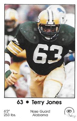 1984 Green Bay Packers Police - First Wisconsin Banks, Your Local Law Enforcement Agency #19 Terry Jones Front