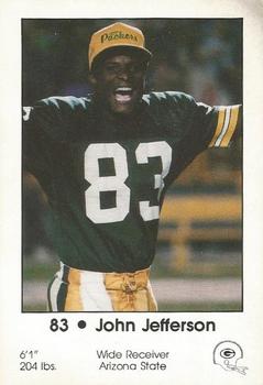 1984 Green Bay Packers Police - First Wisconsin Banks, Your Local Law Enforcement Agency #1 John Jefferson Front