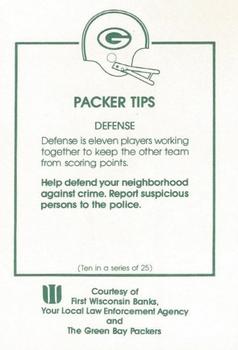 1984 Green Bay Packers Police - First Wisconsin Banks, Your Local Law Enforcement Agency #10 Dick Modzelewski Back