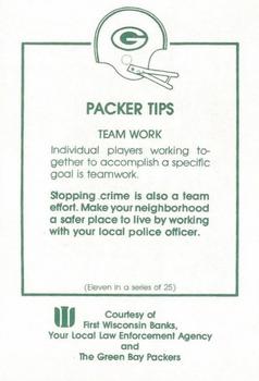 1984 Green Bay Packers Police - First Wisconsin Banks, Your Local Law Enforcement Agency #11 Mark Murphy Back