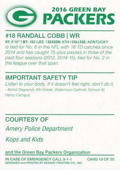 2016 Green Bay Packers Police - Amery Police Department #19 Randall Cobb Back