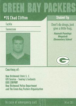2002 Green Bay Packers Police - New Richmond Clinic S.C., GTK Service-Towing and Lockouts, Kids Company, New Richmond Police Department #4 Chad Clifton Back