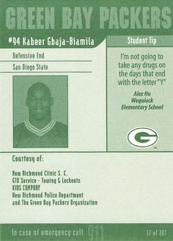 2002 Green Bay Packers Police - New Richmond Clinic S.C., GTK Service-Towing and Lockouts, Kids Company, New Richmond Police Department #7 Kabeer Gbaja-Biamila Back
