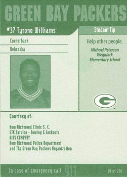 2002 Green Bay Packers Police - New Richmond Clinic S.C., GTK Service-Towing and Lockouts, Kids Company, New Richmond Police Department #8 Tyrone Williams Back