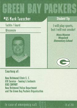 2002 Green Bay Packers Police - New Richmond Clinic S.C., GTK Service-Towing and Lockouts, Kids Company, New Richmond Police Department #9 Mark Tauscher Back