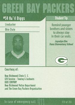 2002 Green Bay Packers Police - New Richmond Clinic S.C., GTK Service-Towing and Lockouts, Kids Company, New Richmond Police Department #13 Na'il Diggs Back