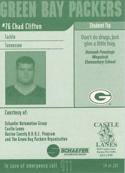 2002 Green Bay Packers Police - Racine County D.A.R.E. Program #4 Chad Clifton Back