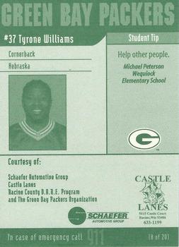 2002 Green Bay Packers Police - Racine County D.A.R.E. Program #8 Tyrone Williams Back