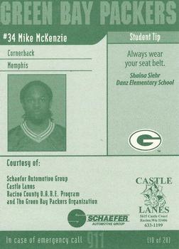 2002 Green Bay Packers Police - Racine County D.A.R.E. Program #10 Mike McKenzie Back