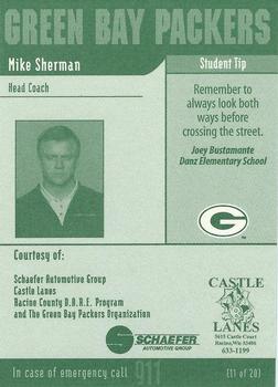 2002 Green Bay Packers Police - Racine County D.A.R.E. Program #11 Mike Sherman Back