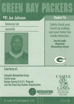 2002 Green Bay Packers Police - Racine County D.A.R.E. Program #19 Joe Johnson Back