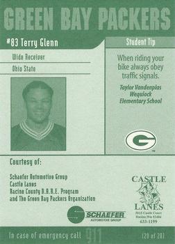 2002 Green Bay Packers Police - Racine County D.A.R.E. Program #20 Terry Glenn Back
