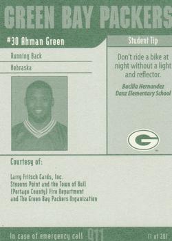 2002 Green Bay Packers Police - Larry Fritsch Cards,Stevens Point and the Town of Hull (Portage County) Fire Dept. #1 Ahman Green Back