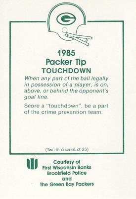 1985 Green Bay Packers Police - First Wisconsin Banks, Brookfield Police #2 Paul Coffman Back